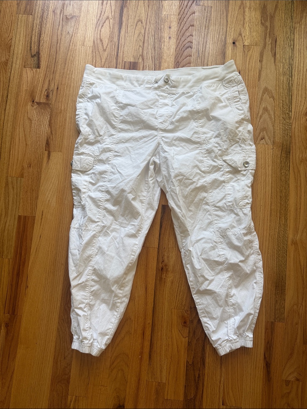 DKNY White Cargo Jogger Pants 100% cotton